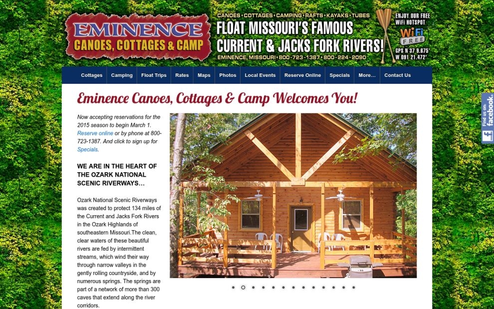 Eminence Canoes Cottages Camp Eminence Mo Southeast Region